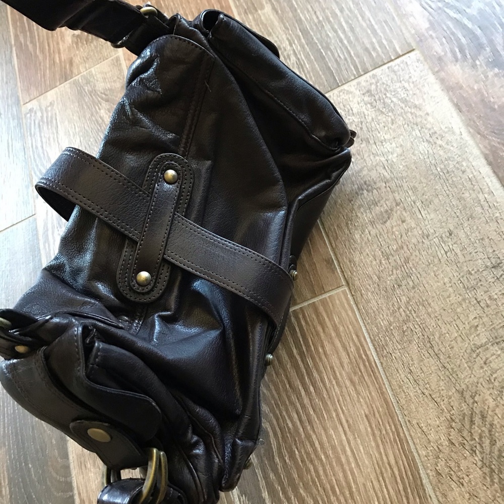 Vintage 90's-y2k Kooba dark brown leather shoulder bag tote crossbody saddle - Picture 4 of 9